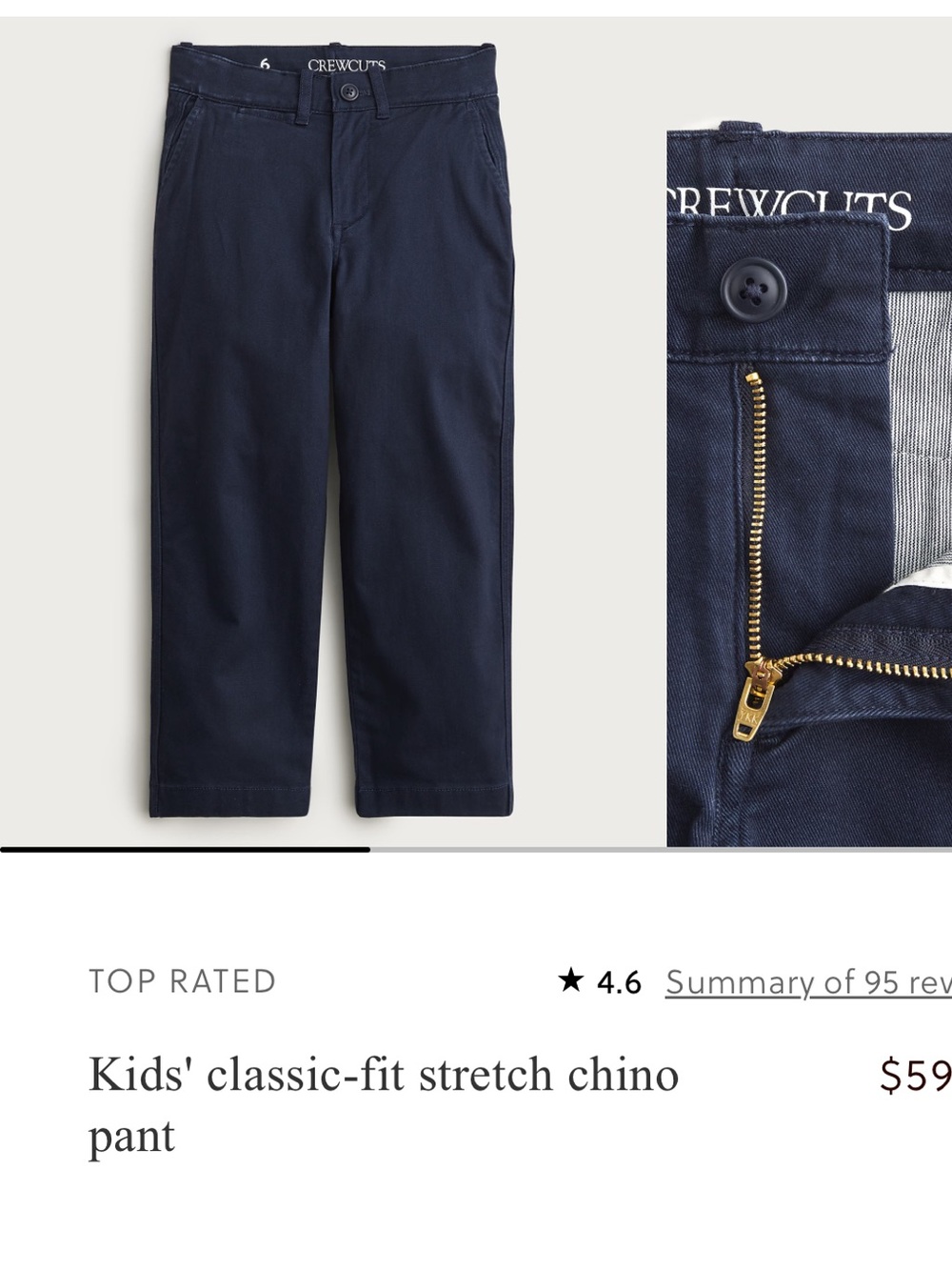 J. Crew Boys' Navy Stretch Chino Pants